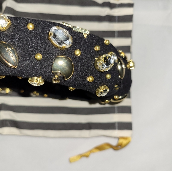 Lele sadoughi Game Day Football Knotted Headband Jet Black Embellished  NWT - Picture 6 of 6